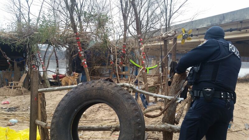 Police check on homeless during inclement weather